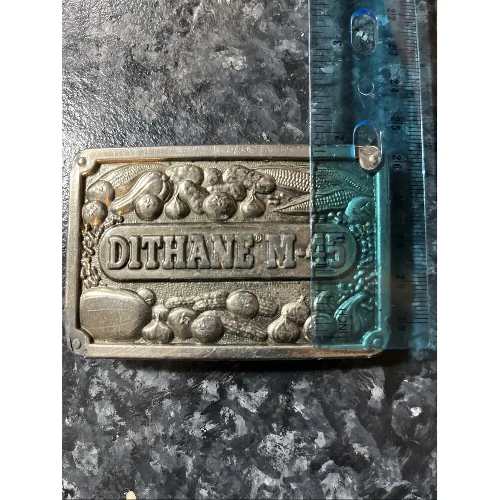 Vintage Dithane M-45 Belt Buckle Rohm & Haas Agriculture Koleaco Dallas Silver